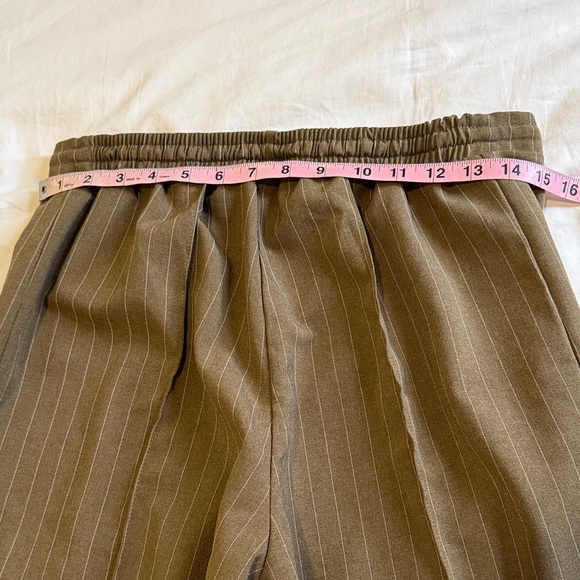 ASOS Design Olive Green Pinstripe Wide-Leg Pants - Picture 9 of 10